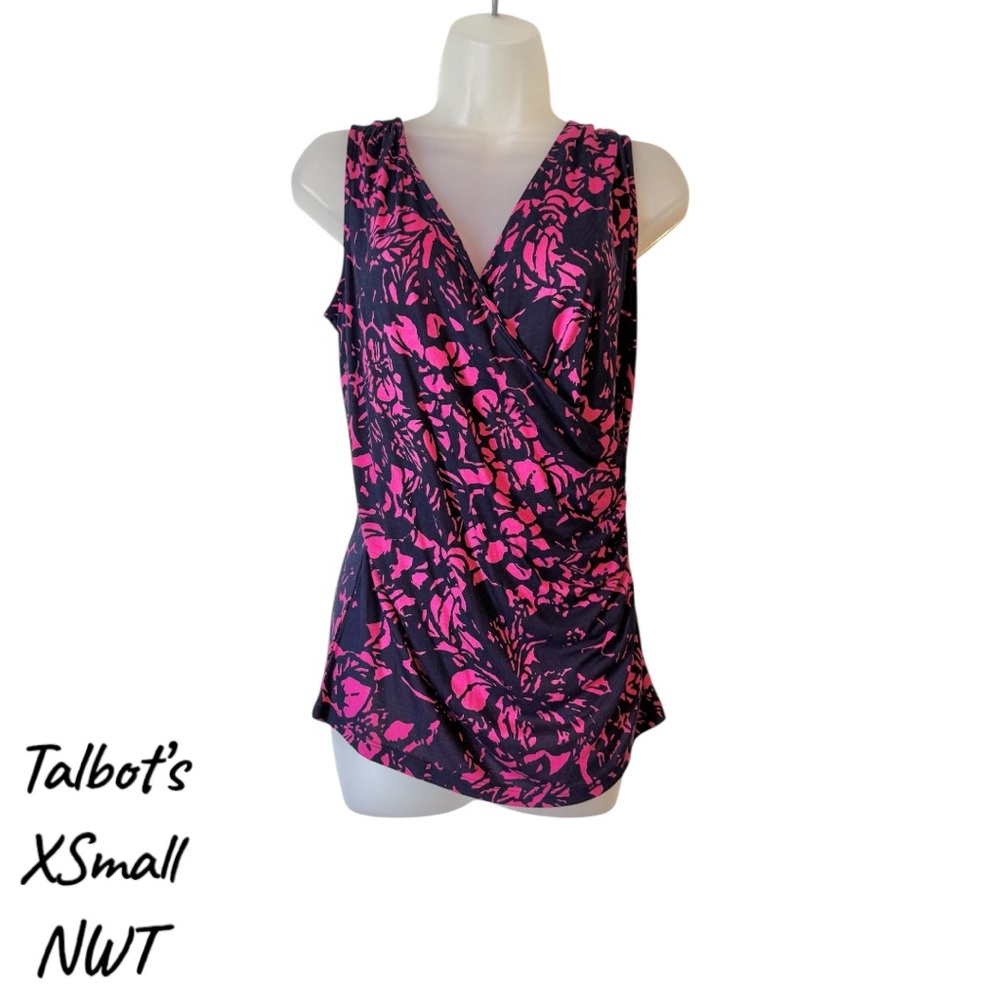 NWT Talbots Sleeveless Top in Vibrant Pink and Navy XSMALL Bin #6 - Picture 1 of 9